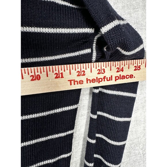 Merona V-neck Navy Blue Striped Nautical Slouch Sweater Oversized Women’s Small - Picture 6 of 7